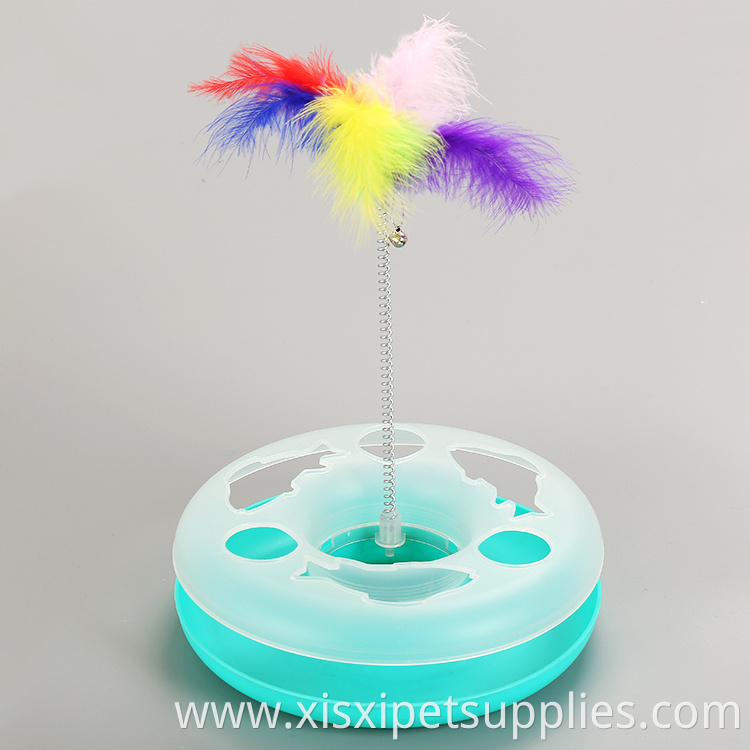 Amazing Cat Roller Toy Catch The feather and Track Exercise Ball Toy, Fun Interactive Cat Track Toys